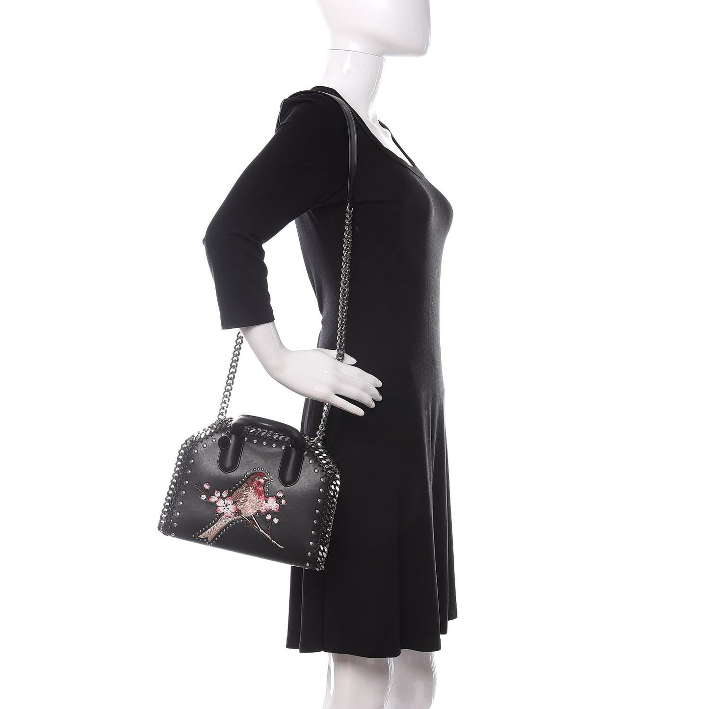 Eco Alter Nappa Mini Falabella Box Bird Top Handle Bag Black