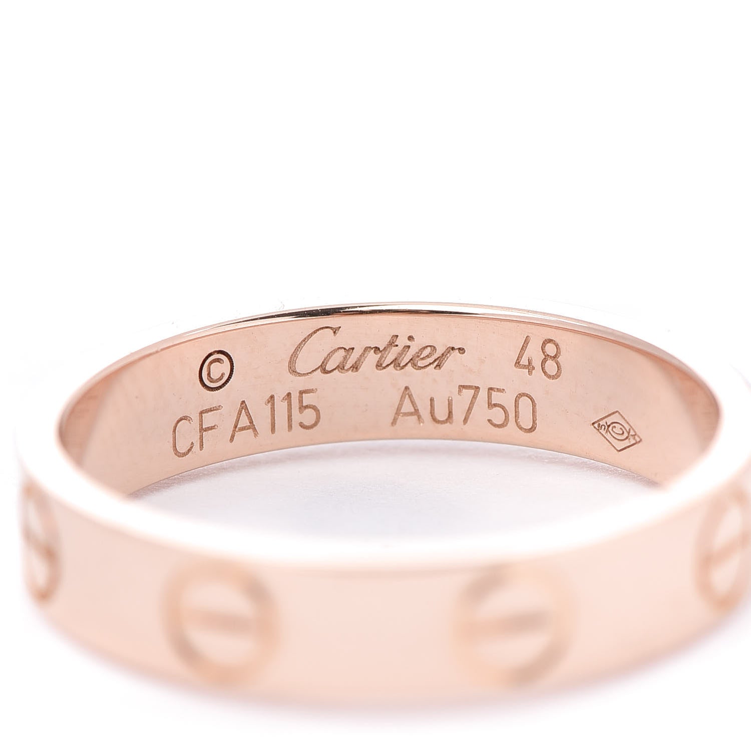 Cartier 18K Pink Gold 3.5mm LOVE Wedding Band Ring 48 4.5 4 of 4