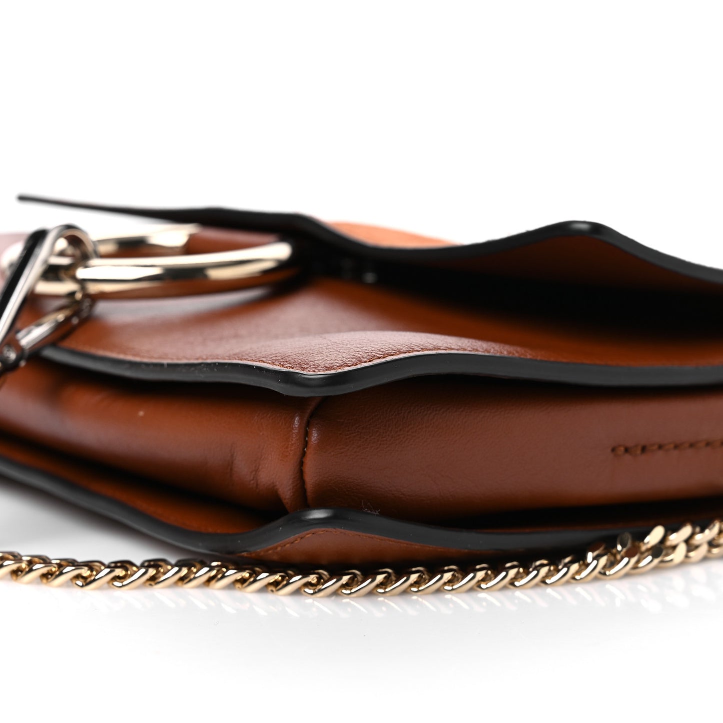 Suede Calfskin Small Faye Shoulder Bag Tobacco