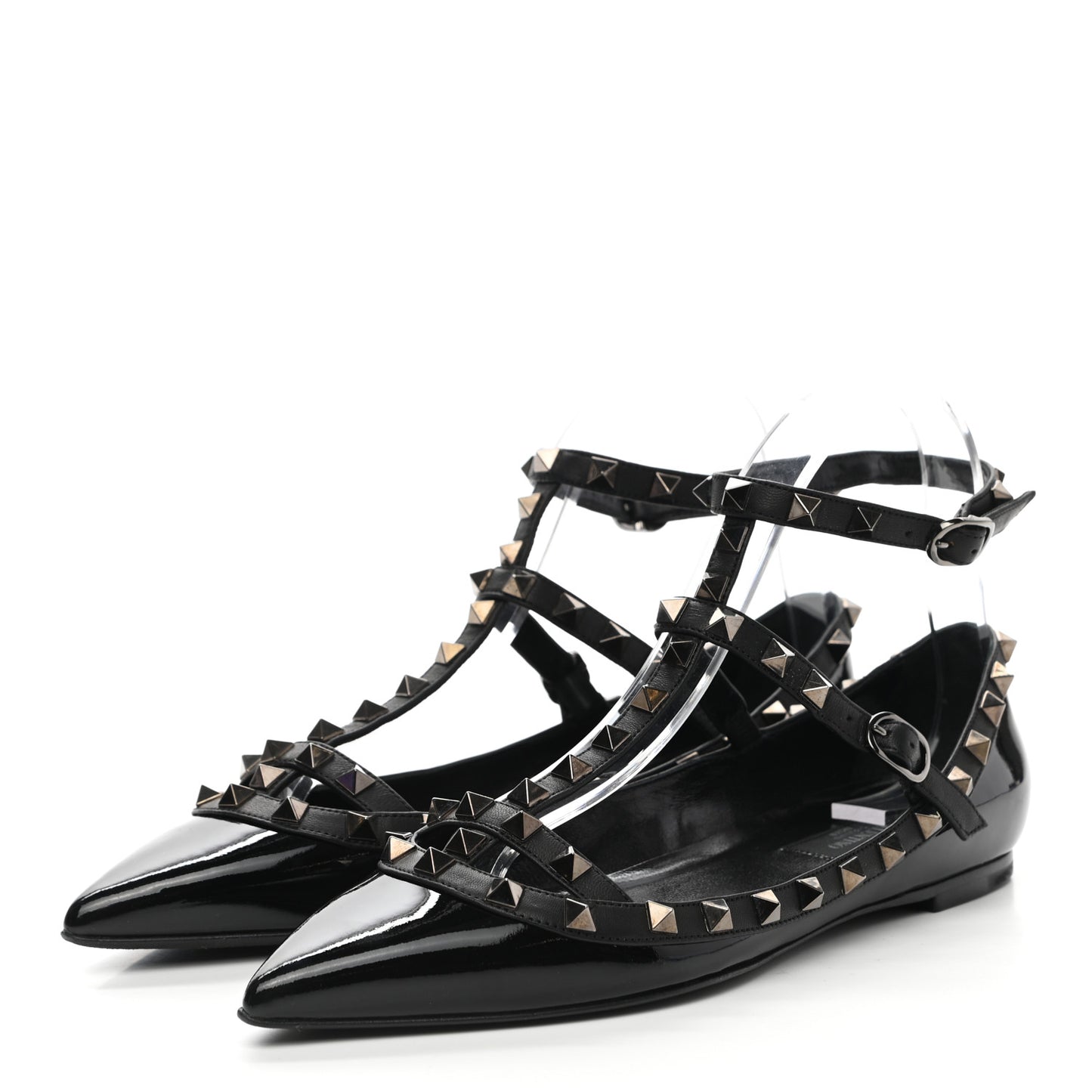 Patent Rockstud Cage Ballerina Flats 37.5 Black