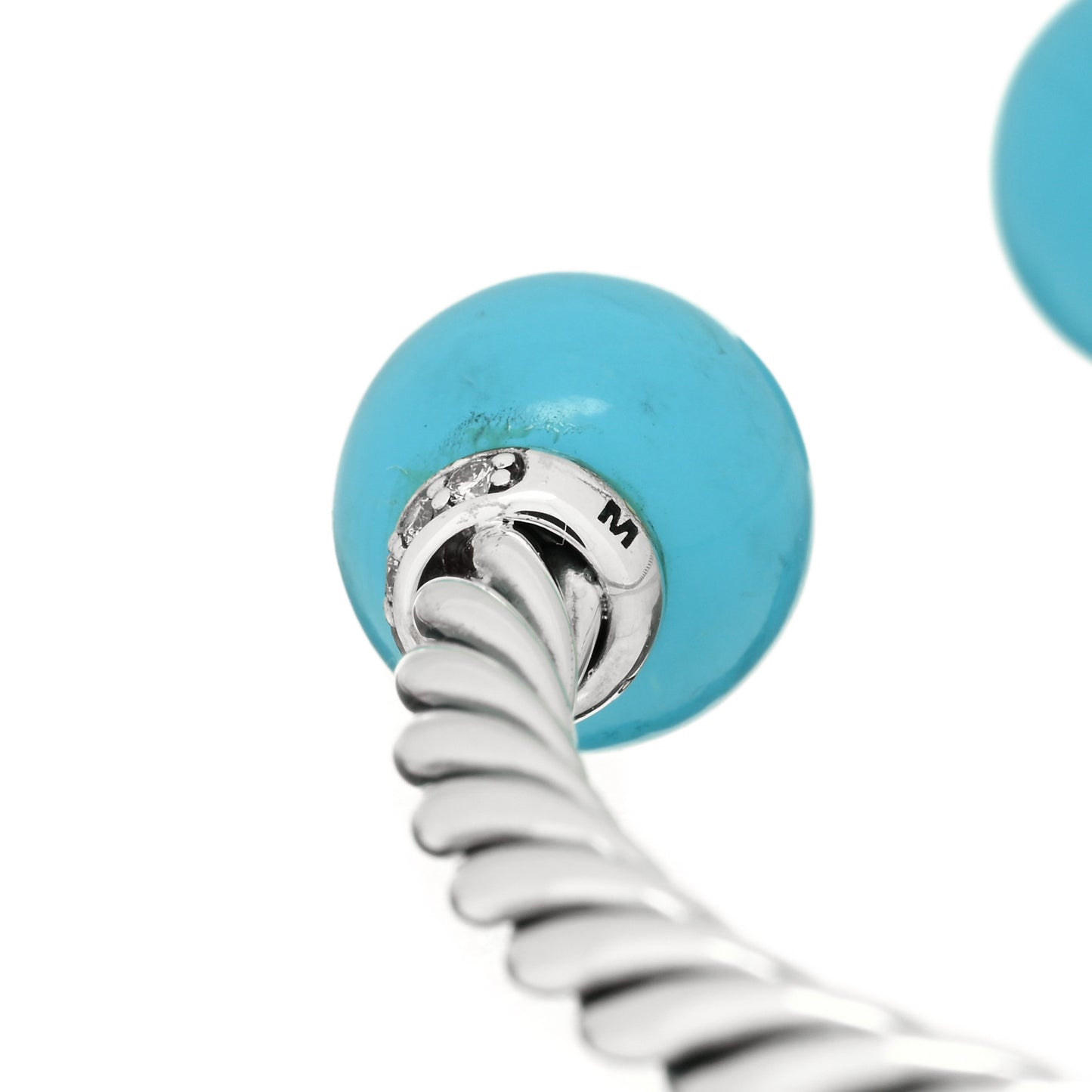 Sterling Silver Diamond Turquoise 9mm Solari Bracelet