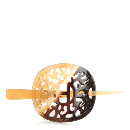 Hermes Buffalo Horn Curved Rocaille Hair Barrette Natural 1 of 6