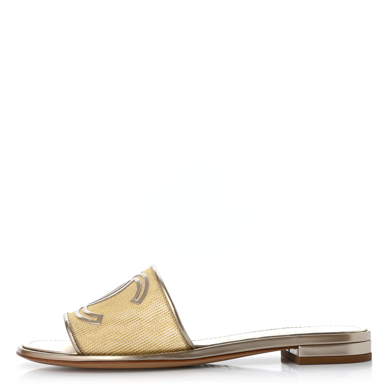 Chanel Glitter Mesh Patent Calfskin CC Sandal Mule 36 Gold 1 of 6