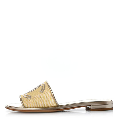 Chanel Glitter Mesh Patent Calfskin CC Sandal Mule 36 Gold 1 of 6