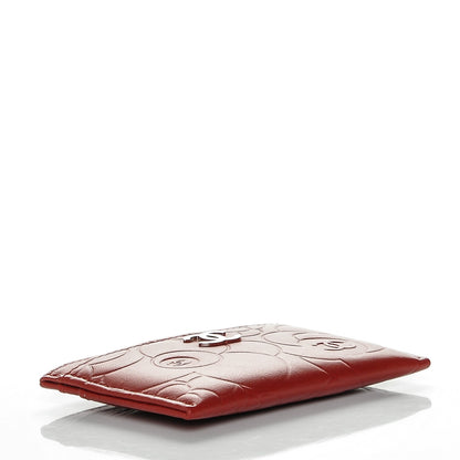 Chanel Lambskin Camellia Embossed Card Holder Red 4 of 7