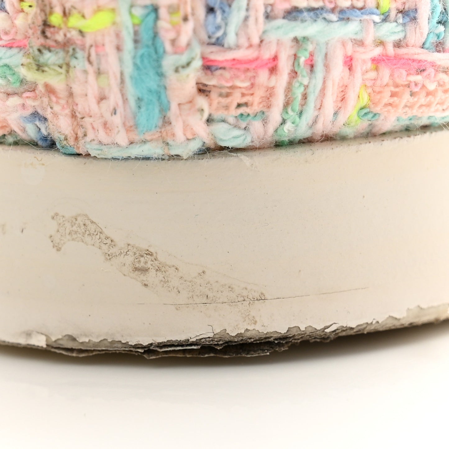 Tweed Patent Cap Toe Ballerina Flats 36 Pink White