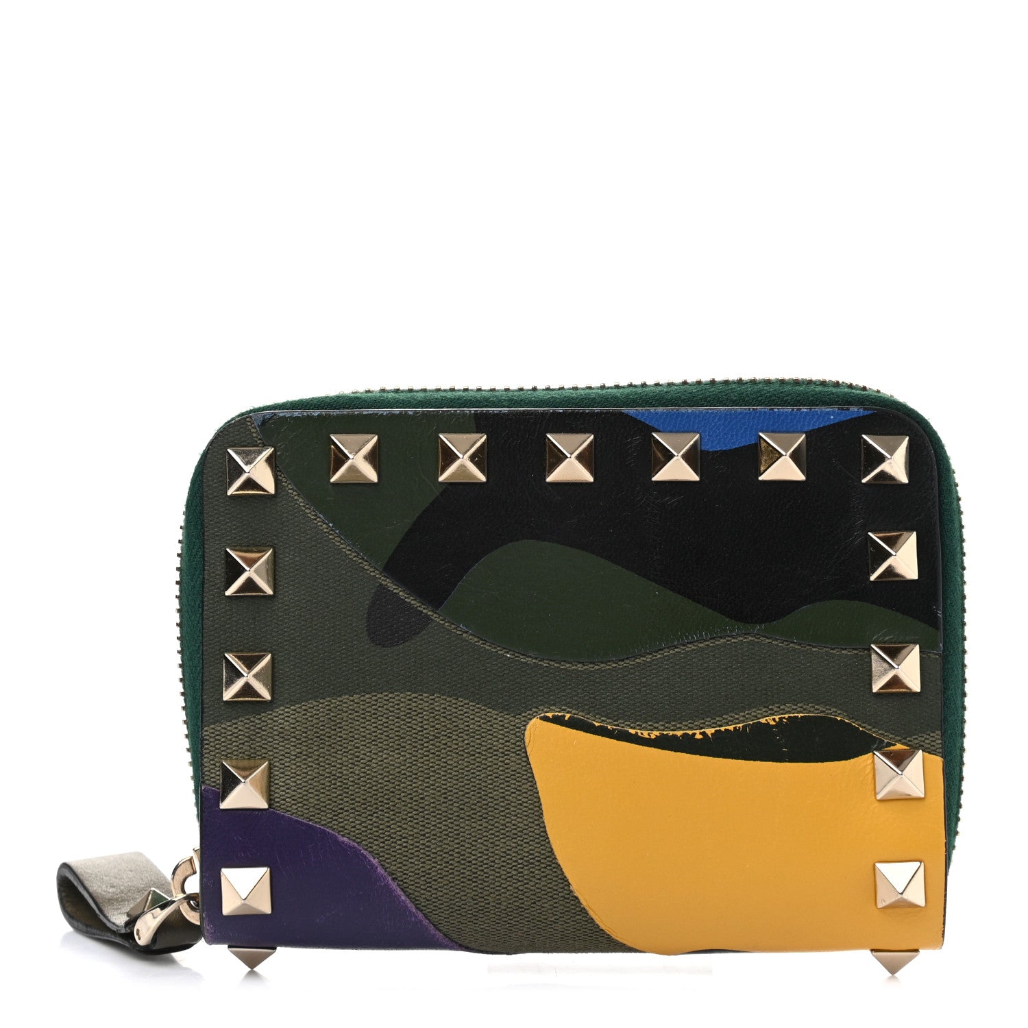 Valentino Garavani Nappa Canvas Camouflage Rockstud Zip Coin Purse Multicolor 1 of 10
