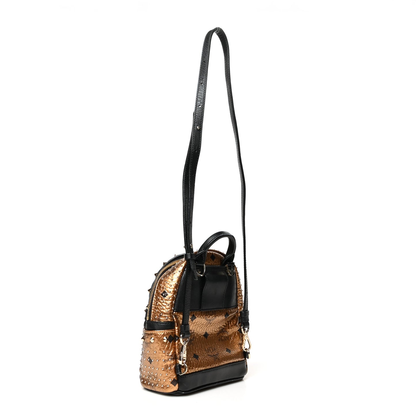 Metallic Visetos Studded Stark X-Mini Bebe Boo Backpack Gold