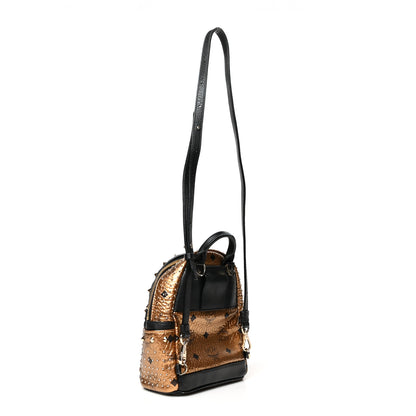 MCM Metallic Visetos Studded Stark X-Mini Bebe Boo Backpack Gold 3 of 11