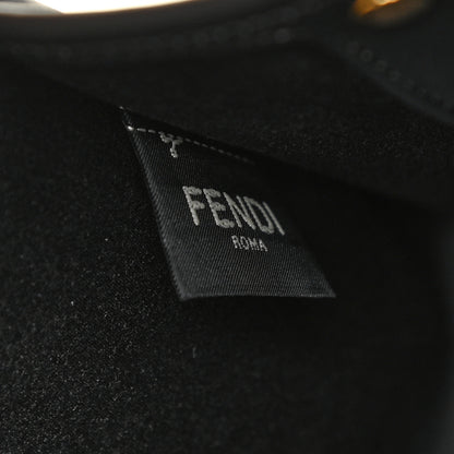 Fendi Glazed Fabric Vitello Century FF 1974 Stamp Patch Mini Peekaboo Defender Cover Mogano Panna Black 5 of 10