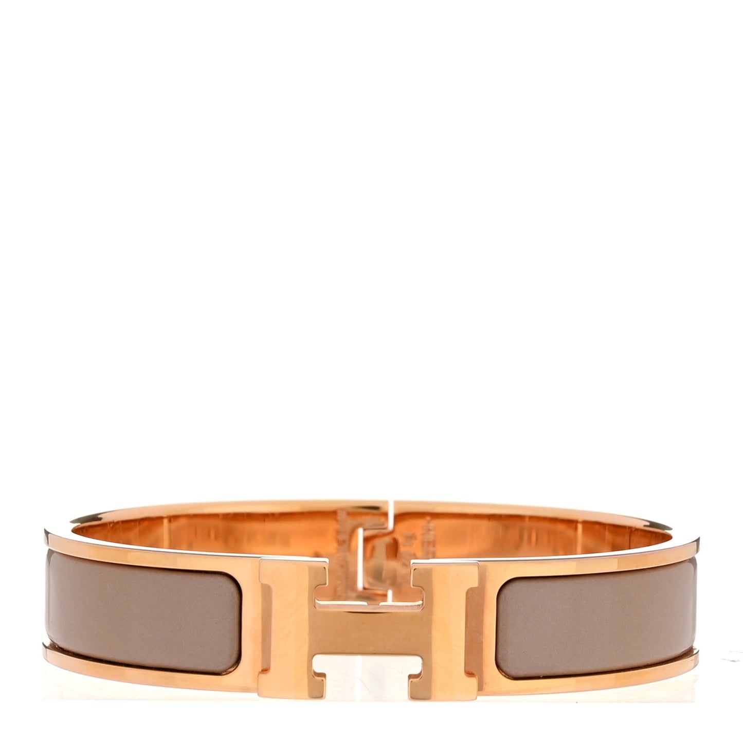 Enamel Narrow Clic Clac H Bracelet PM Marron Glace