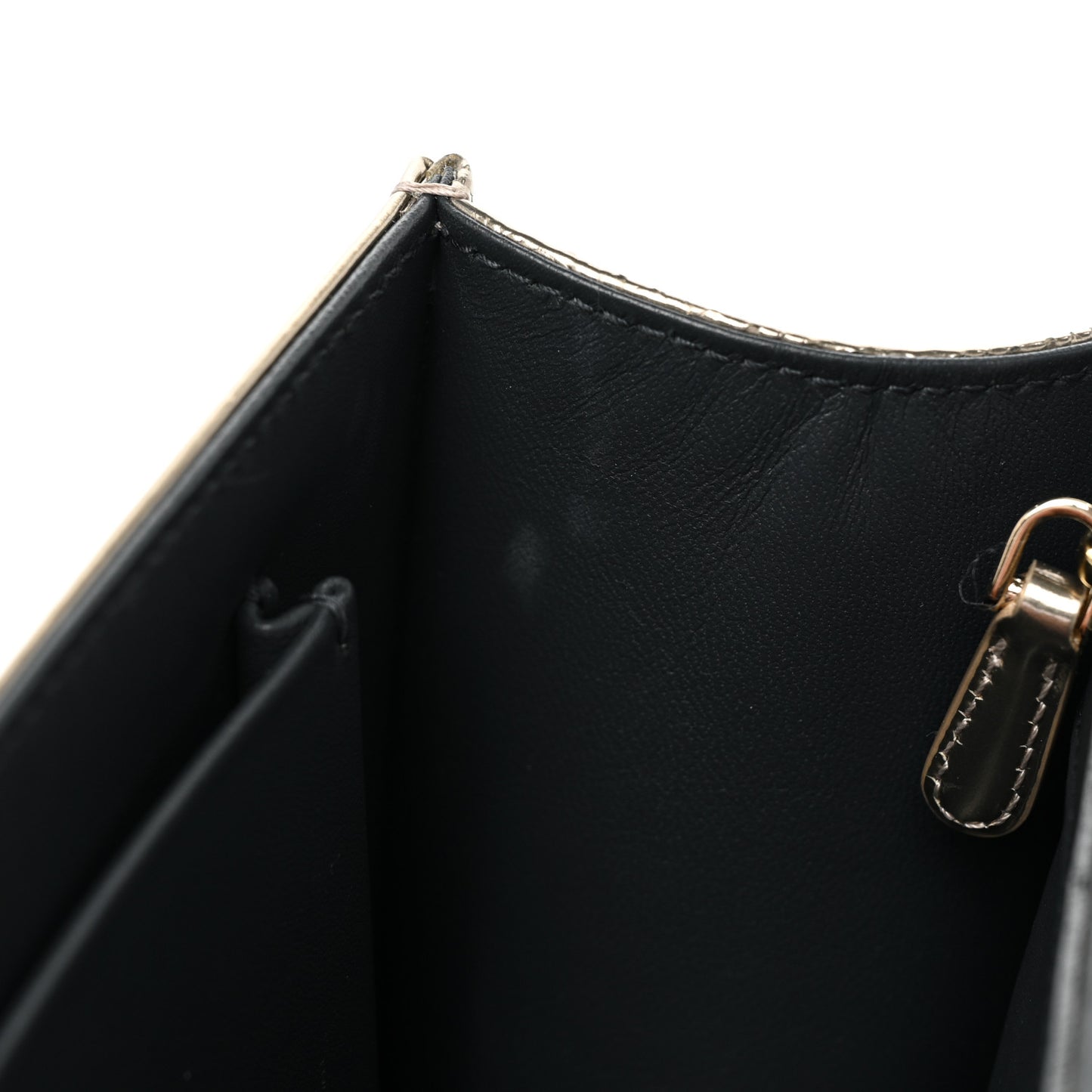 Metallic Patent Micro-Cannage Medium Diorama Flap Bag Gold
