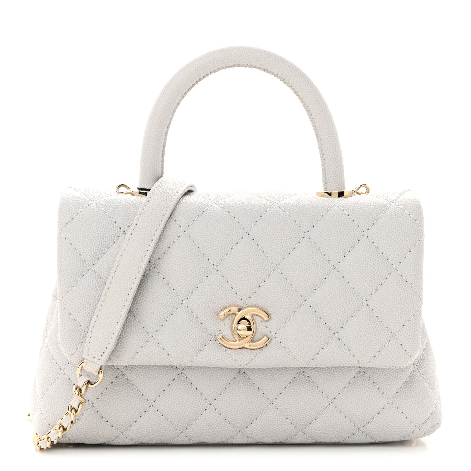 Chanel Caviar Quilted Mini Coco Handle Flap Light Grey 1 of 10