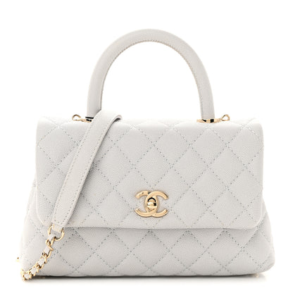 Chanel Caviar Quilted Mini Coco Handle Flap Light Grey 1 of 10