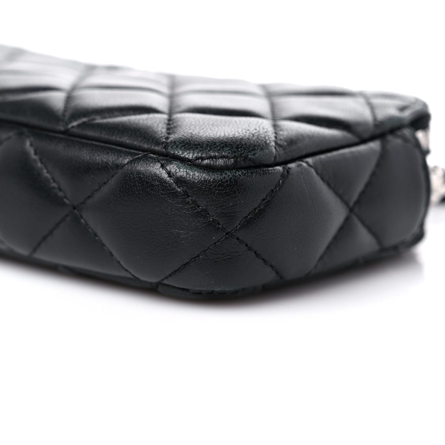 Lambskin Quilted Small Clutch With Chain Black