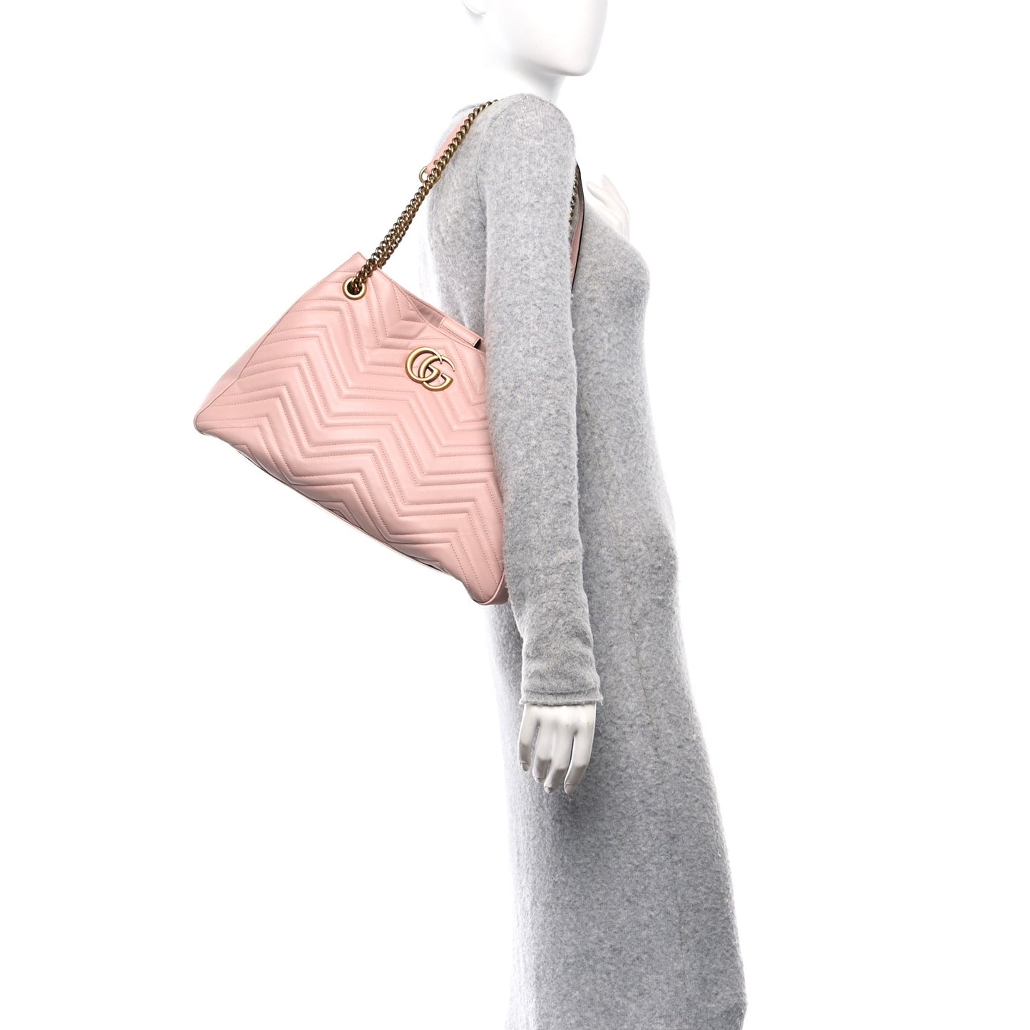 Calfskin Matelasse Medium GG Marmont Shoulder Tote Bag Perfect Pink