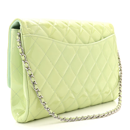 Chanel Patent Quilted Clutch With Chain Flap Light Green 3 of 11