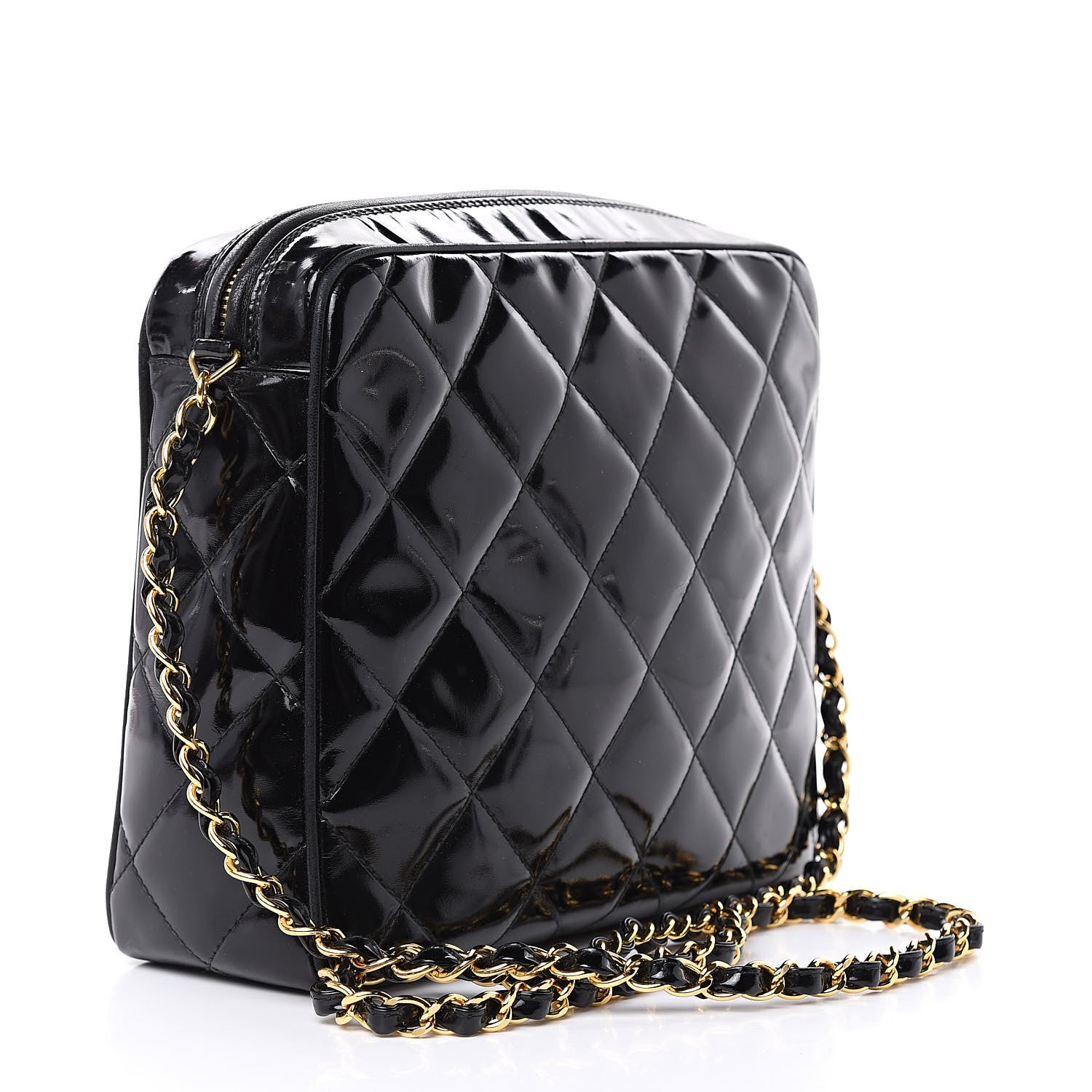 Chanel Patent Quilted Camera Case Black 3 of 15