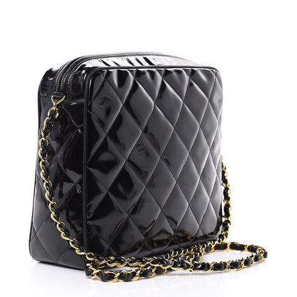 Chanel Patent Quilted Camera Case Black 3 of 15