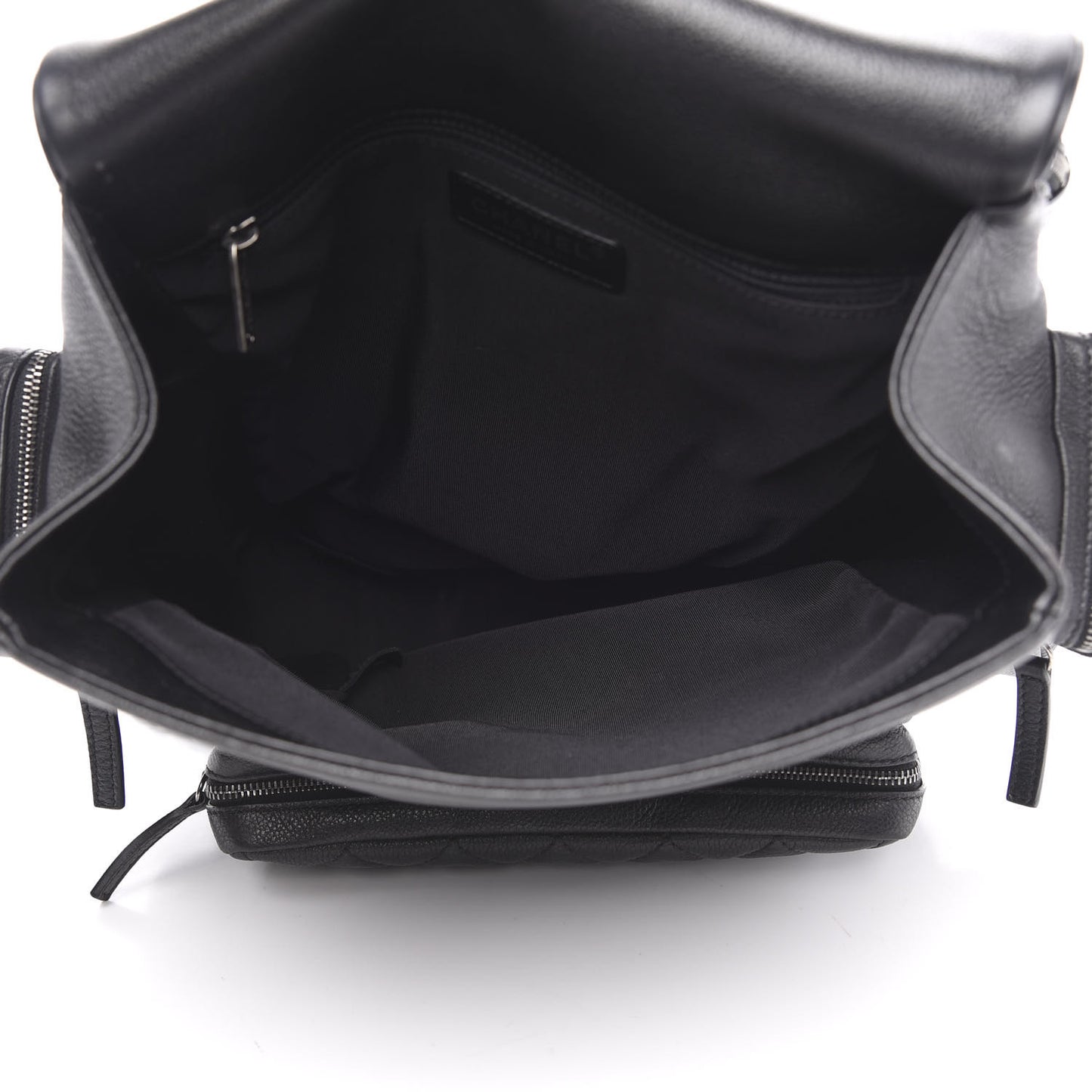 Grained Calfskin Quilted Large Casual Rock Backpack Black