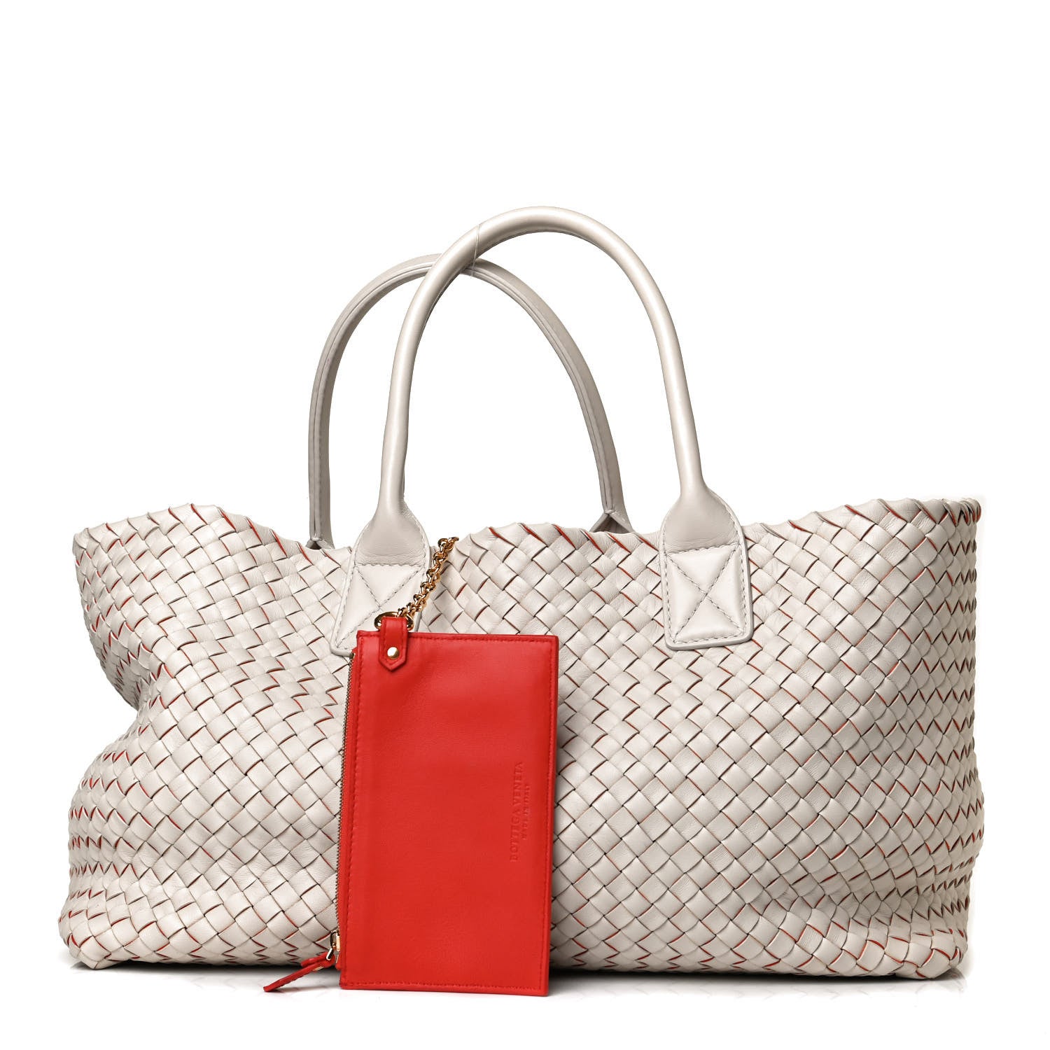 Bottega Veneta Nappa Intrecciato Medium Cabat White Orange 1 of 16