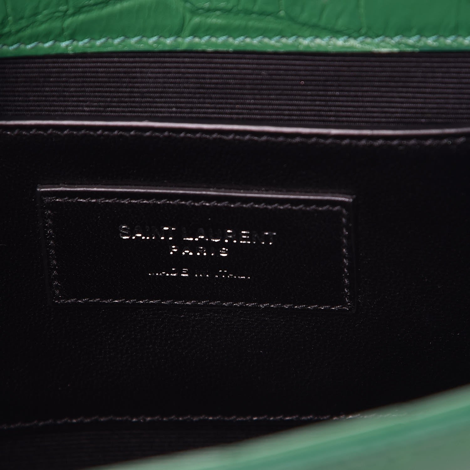 Saint Laurent Calfskin Crocodile Embossed Medium Classic Monogram Kate Tassel Satchel Green 7 of 7