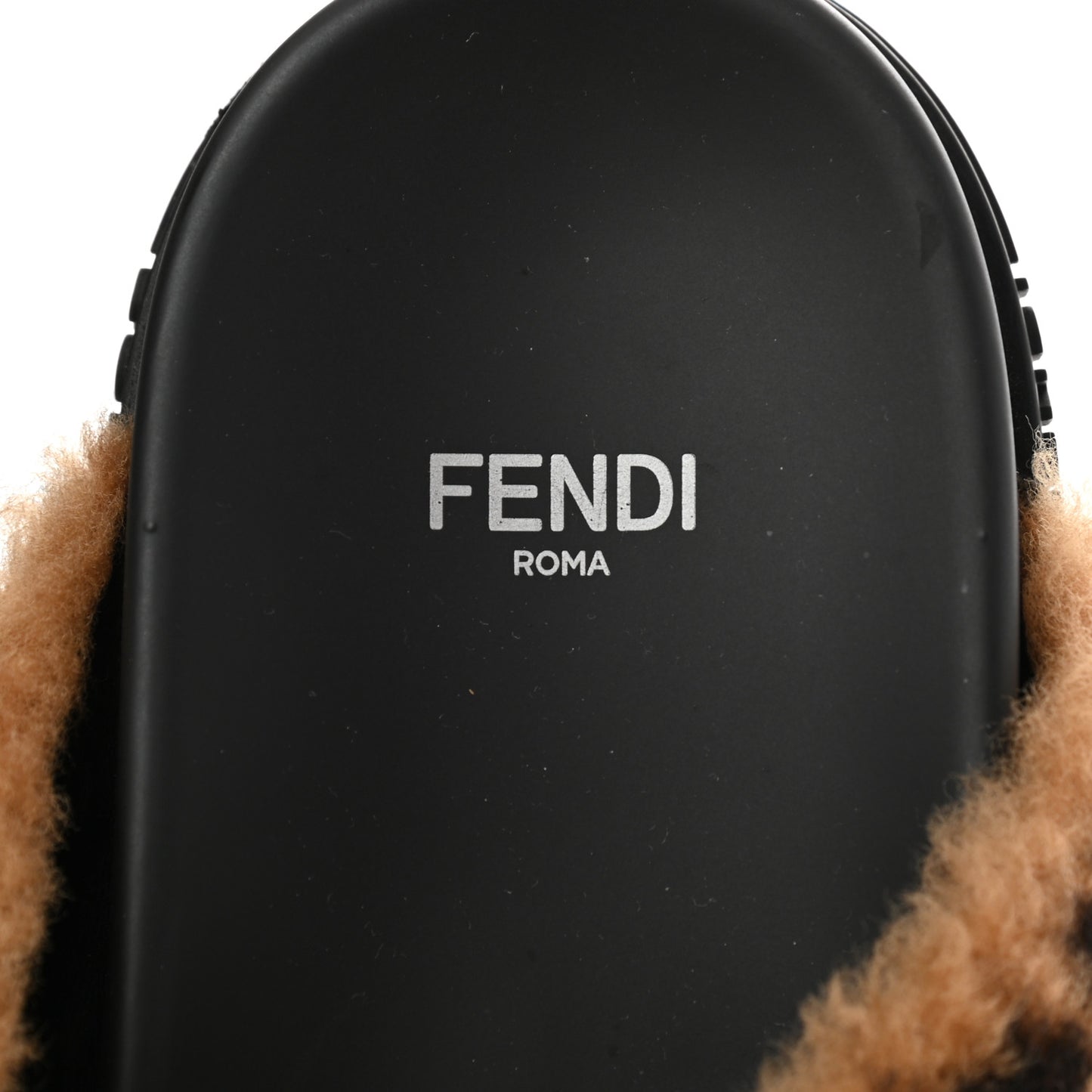Shearling FF Sandals 37 Black Brown