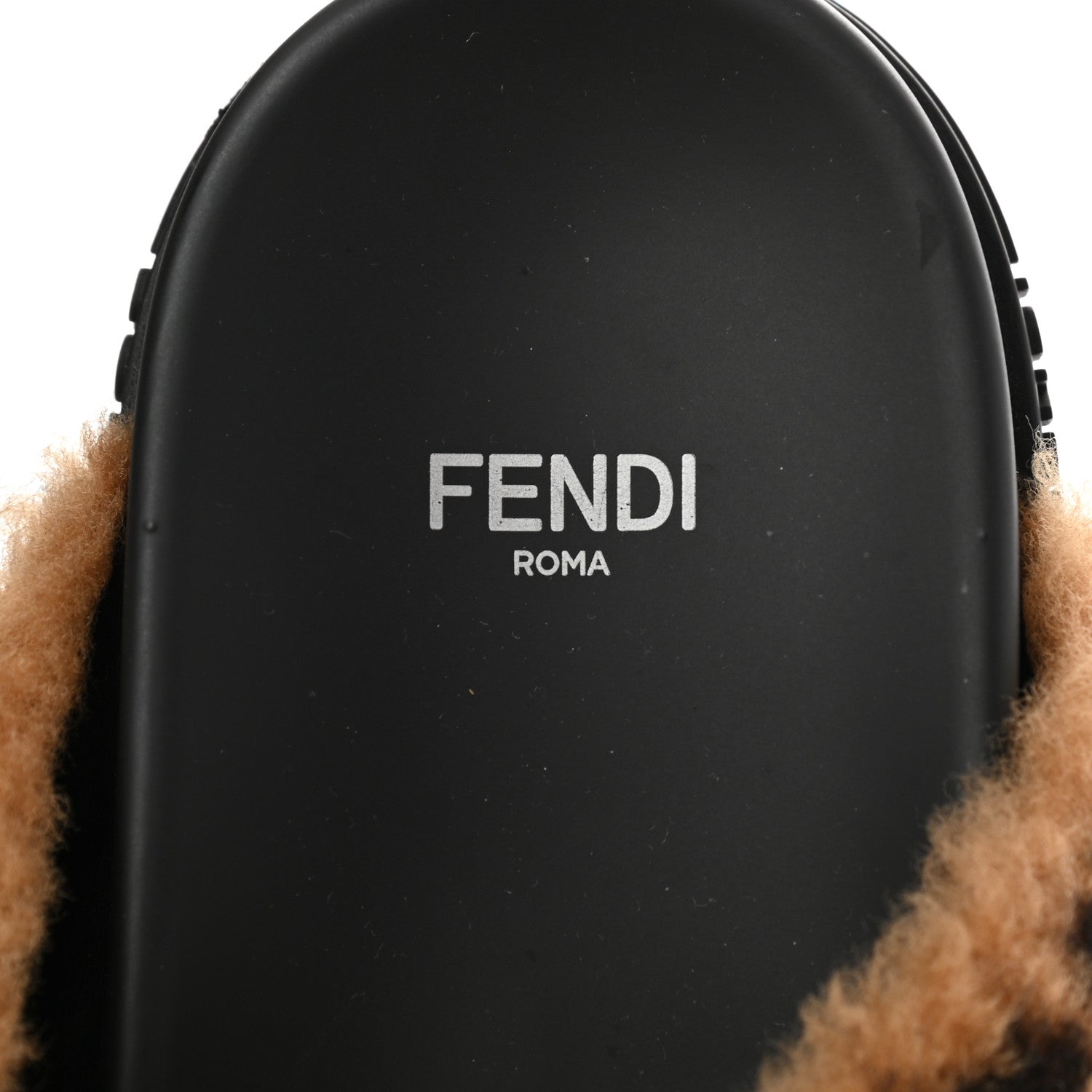 Fendi Shearling FF Sandals 37 Black Brown 7 of 8