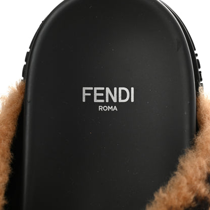 Fendi Shearling FF Sandals 37 Black Brown 7 of 8