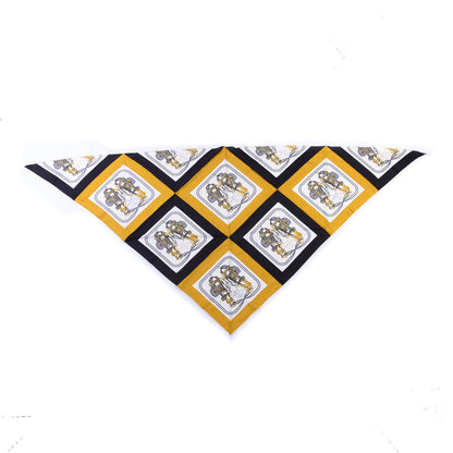 Hermes Silk Mini Brides De Gala Giant Triangle Scarf Black Gold White 1 of 2