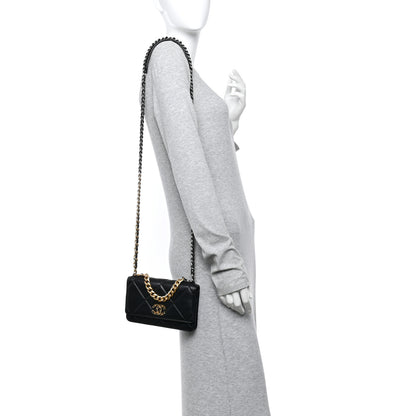 Chanel Lambskin Quilted Chanel 19 Wallet On Chain WOC Black 2 of 13