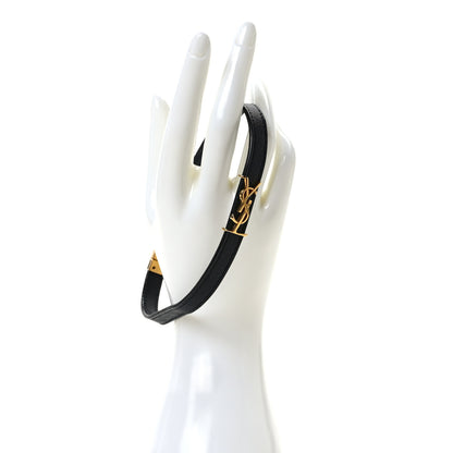 Saint Laurent Calfskin Opyum Double Wrap Bracelet M Black 2 of 4
