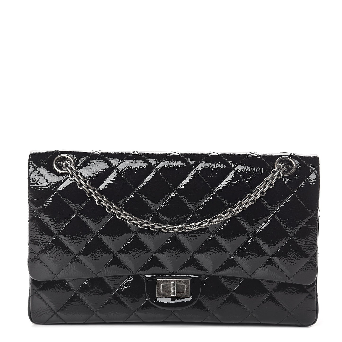 Distressed Patent Quilted 2.55 Reissue 226 Flap Black