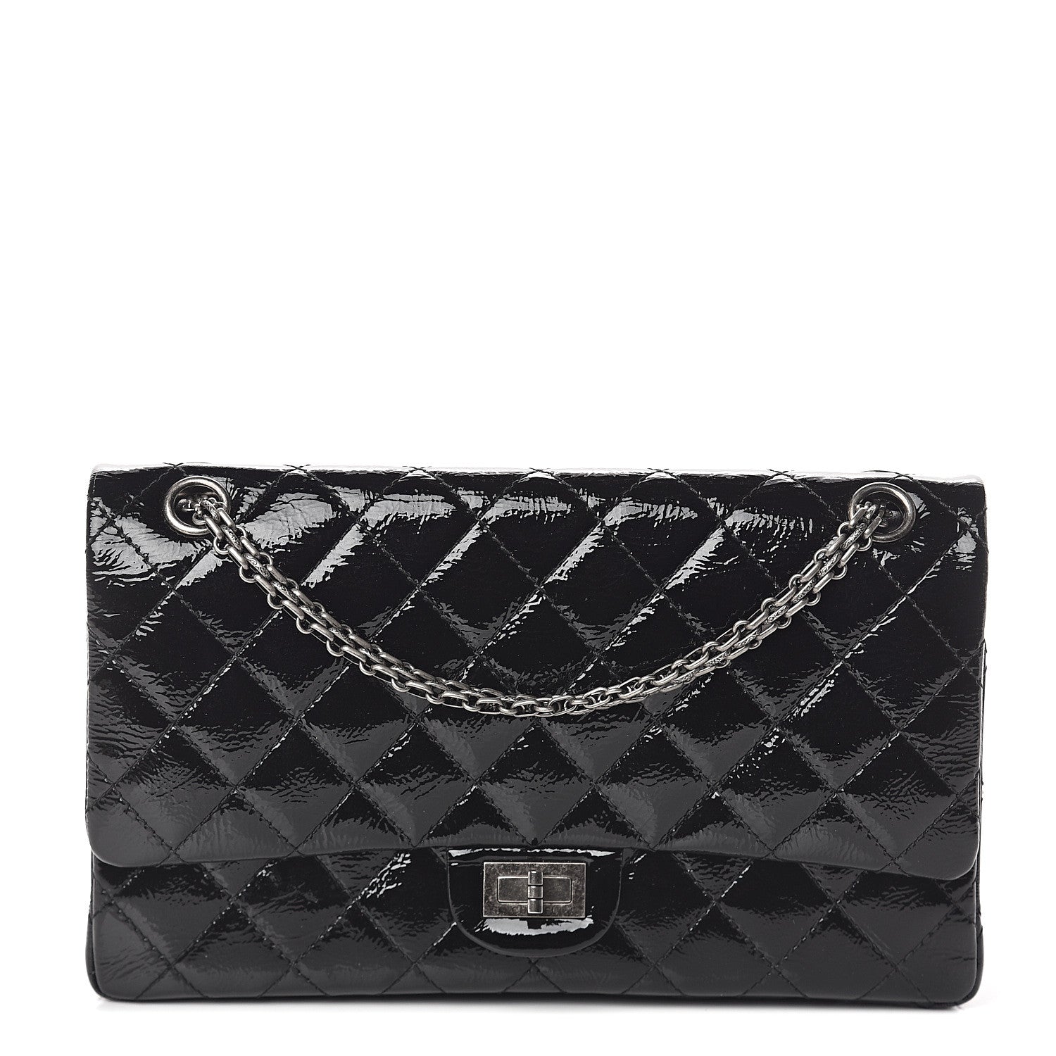 Chanel Distressed Patent Quilted 2.55 Reissue 226 Flap Black 1 of 8