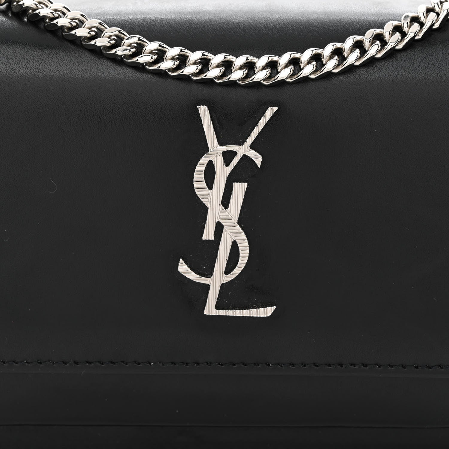 Saint Laurent Calfskin Monogram Sunset Chain Wallet Black 7 of 10