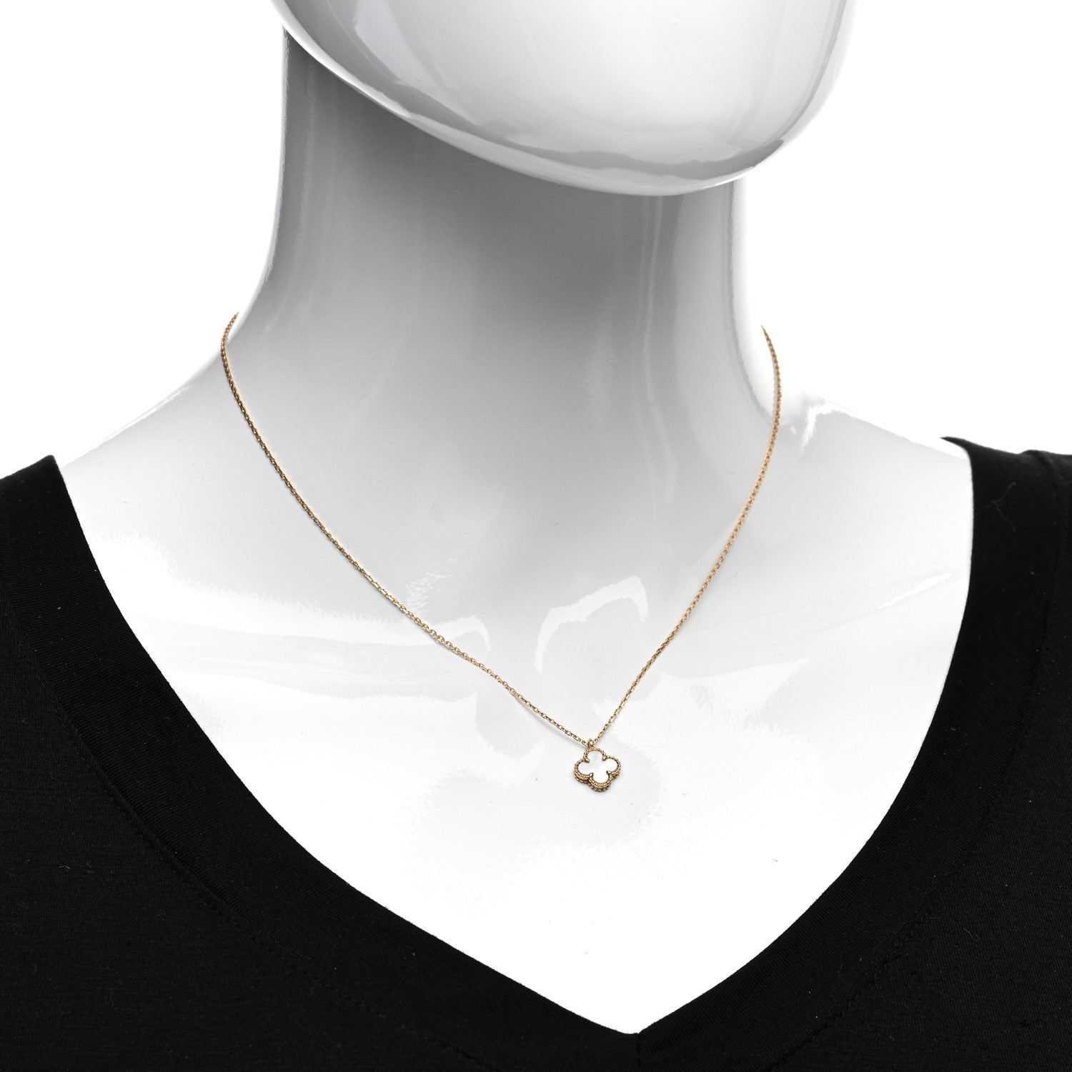 Van Cleef & Arpels 18K Yellow Gold Mother of Pearl Sweet Alhambra Pendant Necklace 2 of 5