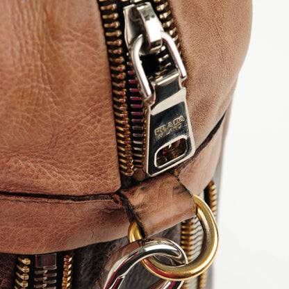 Prada Glace Calfskin Zippers Bauletto Ardesia Nudo 12 of 12