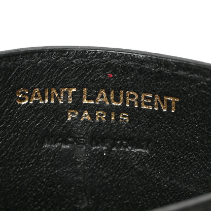 Saint Laurent Grain De Poudre Matelasse Chevron Monogram Credit Card Case Black 6 of 6