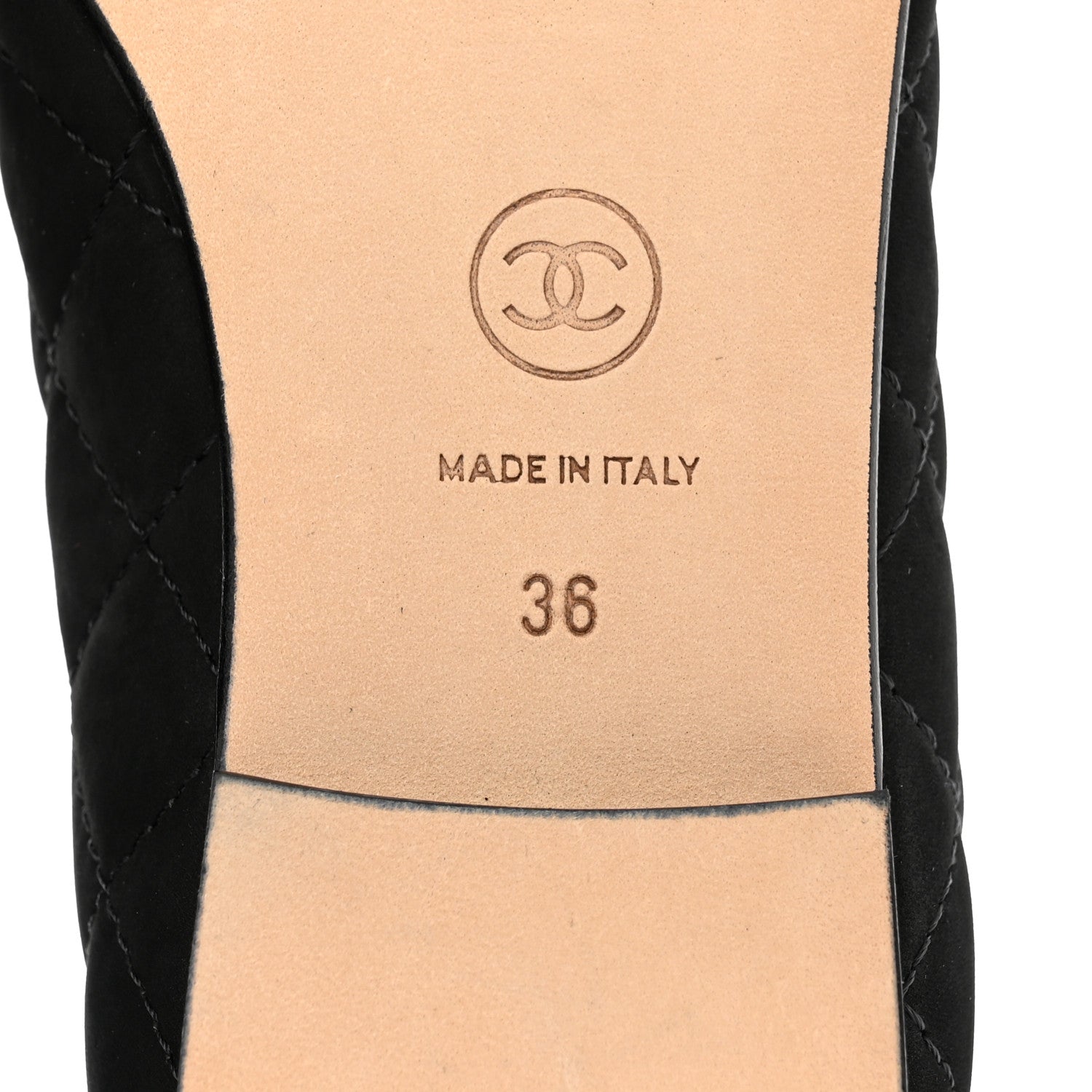 Chanel Suede Quilted Cap Toe CC Ballerina Flats 36 Black 6 of 8