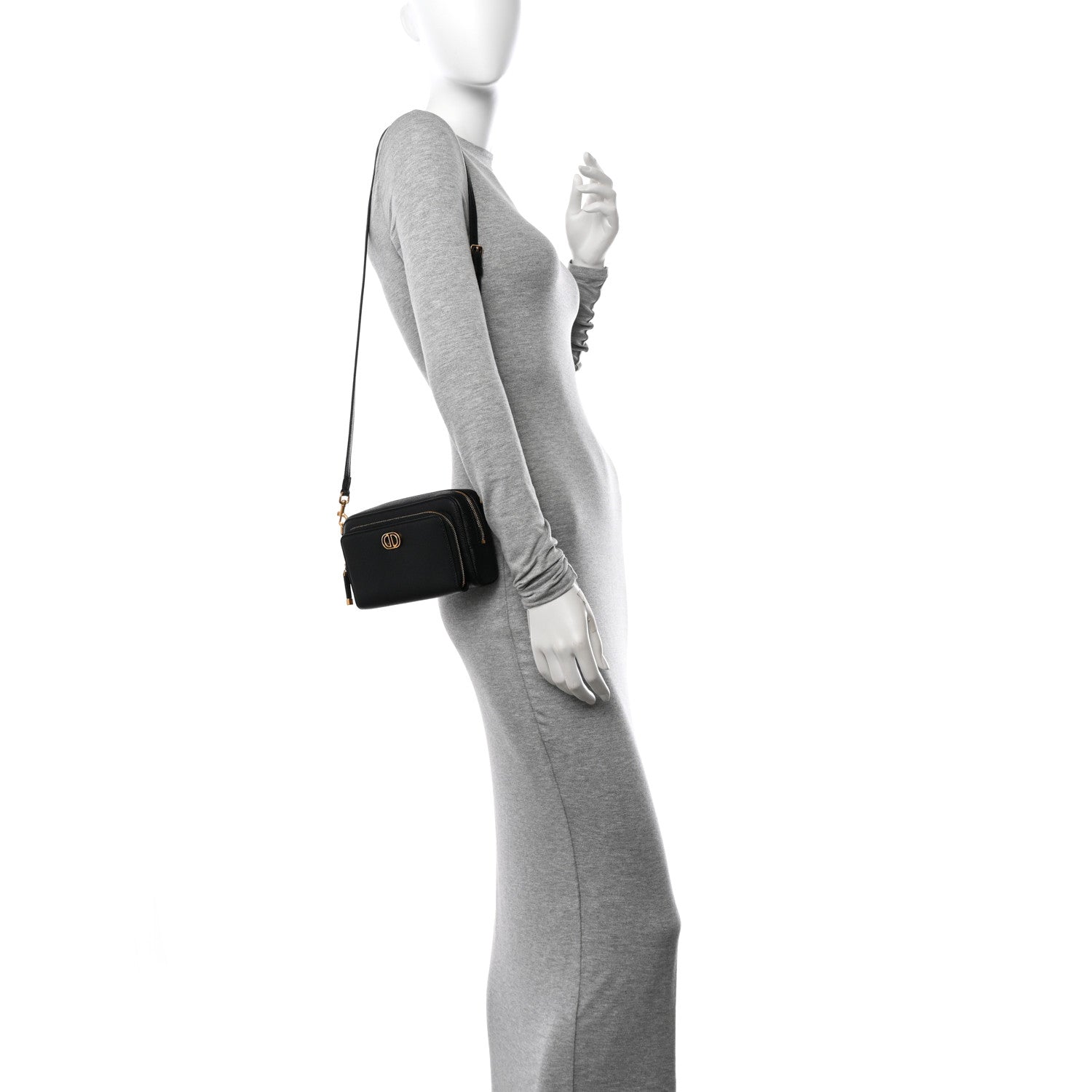 Christian Dior Grained Calfskin Caro Double Pouch Black 2 of 10