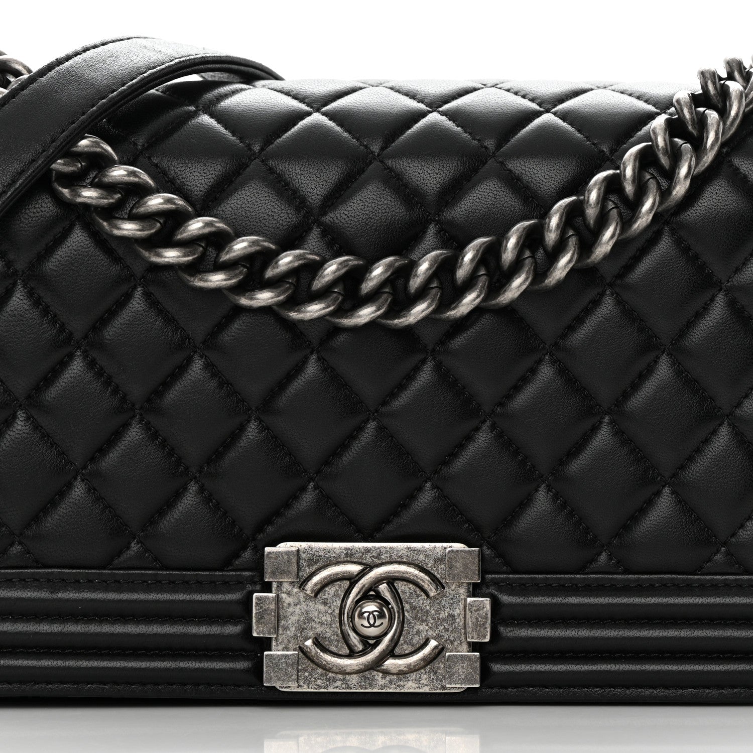 Chanel Lambskin Quilted Medium Boy Flap Black 8 of 16