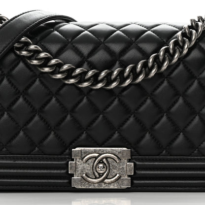 Chanel Lambskin Quilted Medium Boy Flap Black 8 of 16
