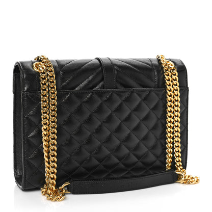 Saint Laurent Grain De Poudre Textured Mixed Matelasse Triquilt Medium Monogram Satchel Black 3 of 9