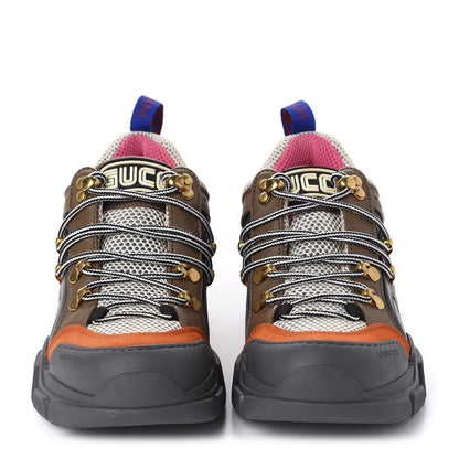 Gucci X SEGA Mesh Canvas Calfskin Womens Flashtrek Sneakers 37.5 White Box Pink Ardesia Loess 2 of 9
