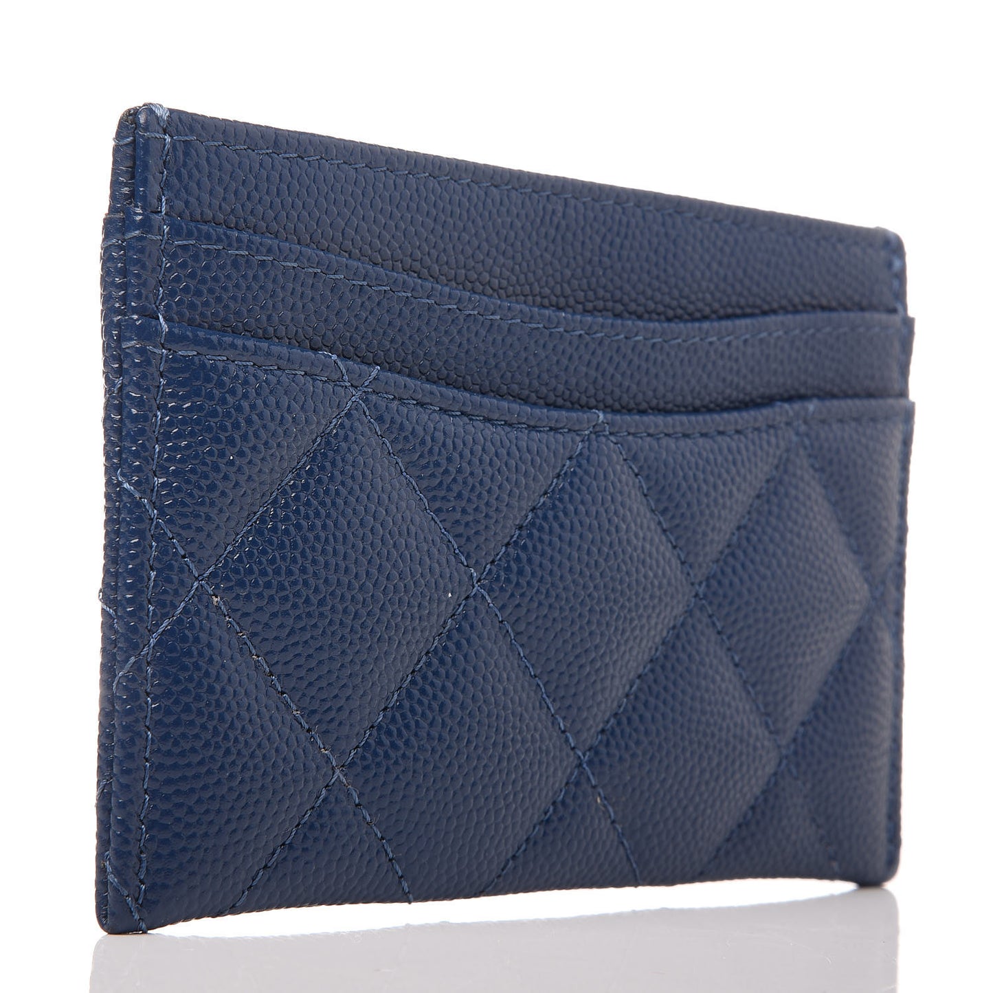 Caviar Quilted Card Holder Blue