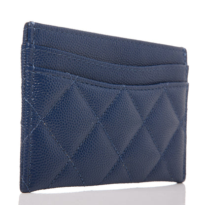 Chanel Caviar Quilted Card Holder Blue 3 of 9