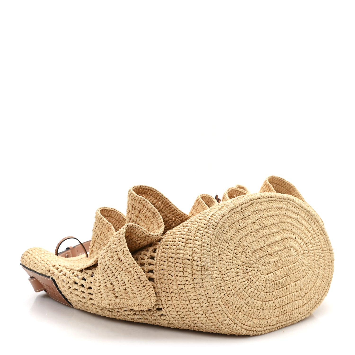 Loewe Raffia Calfskin Balloon Ruffles Bucket Bag Natural Tan 4 of 9