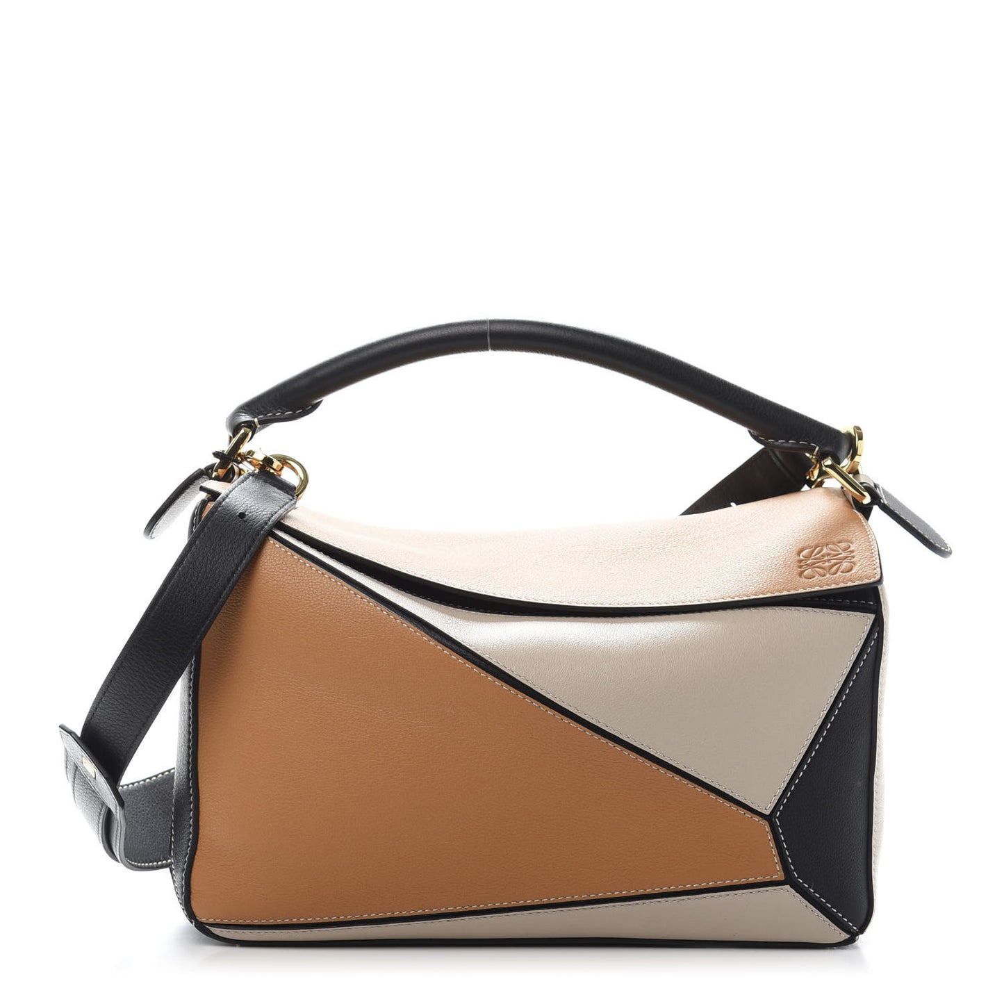 Grained Calfskin Medium Puzzle Bag Amber Light Oat