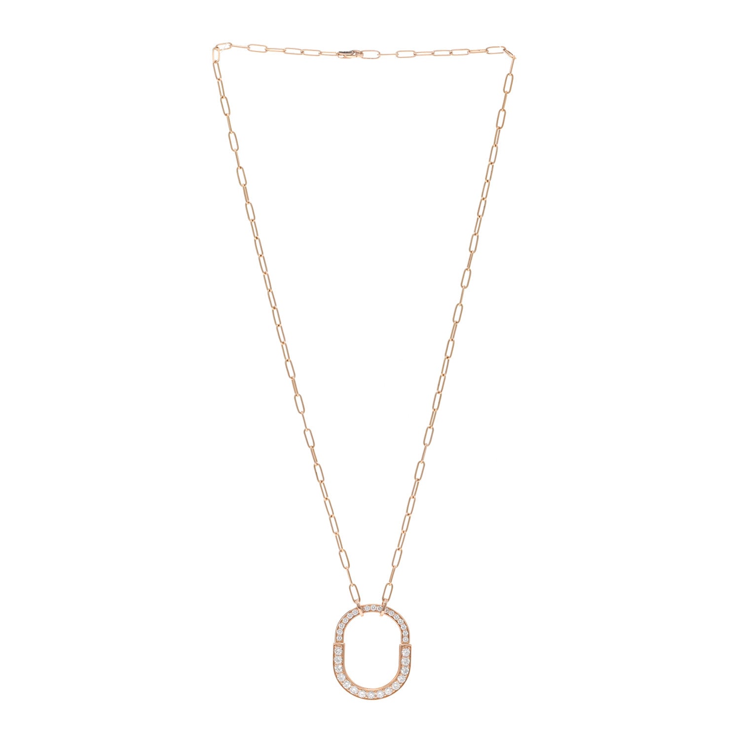 Tiffany 18K Rose Gold Diamond Medium Lock Pave Pendant Necklace 3 of 5