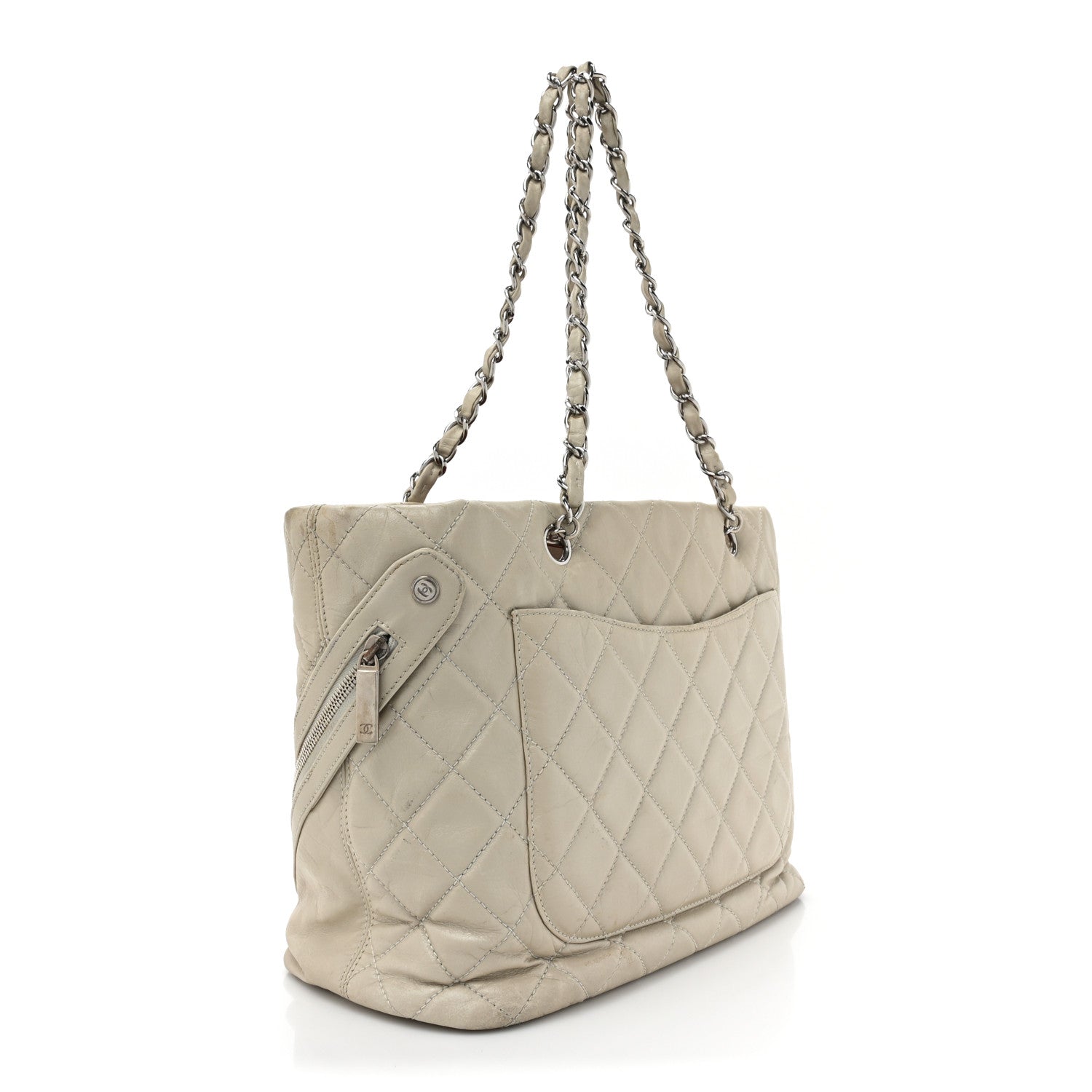 Chanel Aged Calfskin Quilted Large Cotton Club Tote Pearl 3 of 17